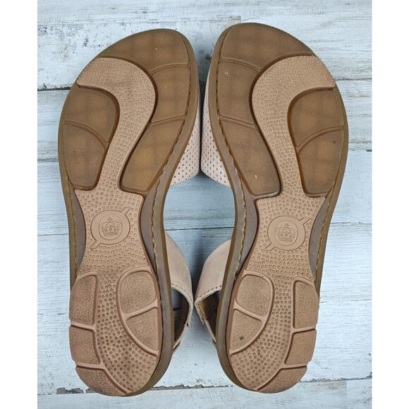 Born Women's Leather Slingback Sandals Beige Perforated Comfort Flats Size 7M - Picture 6 of 7